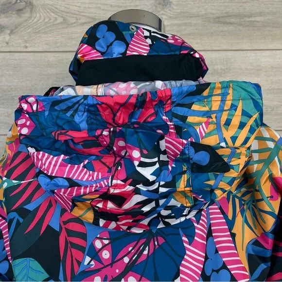 SOLD! Lauren James Hooded Rain Jacket Pullover Windbreaker Multicolored Floral - Picture 9 of 12